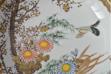 明治〜大正　九谷焼　花鳥図　色絵　小皿6枚セット(和食器)(R-052093)