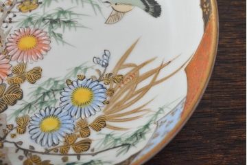 明治〜大正　九谷焼　花鳥図　色絵　小皿6枚セット(和食器)(R-052093)