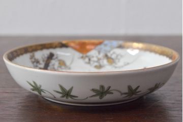 明治〜大正　九谷焼　花鳥図　色絵　小皿6枚セット(和食器)(R-052093)