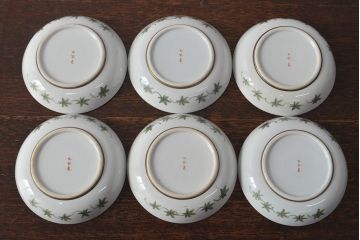 明治〜大正　九谷焼　花鳥図　色絵　小皿6枚セット(和食器)(R-052093)