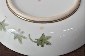 明治〜大正　九谷焼　花鳥図　色絵　小皿6枚セット(和食器)(R-052093)