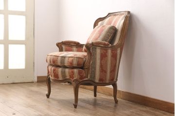 中古　美品　DREXEL HERITAGE(ドレクセルヘリテイジ)　 Upholstery(アップホルスタリー)　エレガントな佇まいのラウンジチェア(一人掛けソファ、1P、アームソファ)(定価約59万円)(R-052094)