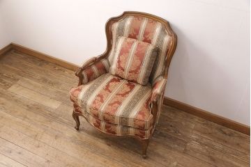 中古　美品　DREXEL HERITAGE(ドレクセルヘリテイジ)　 Upholstery(アップホルスタリー)　エレガントな佇まいのラウンジチェア(一人掛けソファ、1P、アームソファ)(定価約59万円)(R-052094)