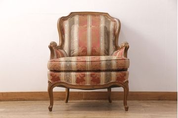 中古　美品　DREXEL HERITAGE(ドレクセルヘリテイジ)　 Upholstery(アップホルスタリー)　エレガントな佇まいのラウンジチェア(一人掛けソファ、1P、アームソファ)(定価約59万円)(R-052095)