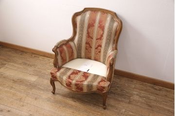中古　美品　DREXEL HERITAGE(ドレクセルヘリテイジ)　 Upholstery(アップホルスタリー)　エレガントな佇まいのラウンジチェア(一人掛けソファ、1P、アームソファ)(定価約59万円)(R-052095)
