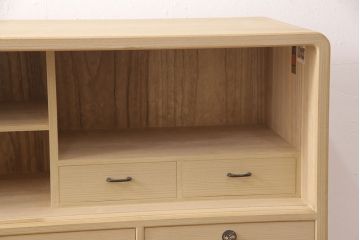 中古　美品　リメイク　伝統工芸士・東樹義明作　取り入れやすいサイズの加茂総桐箪笥・上段(胴厚、四方丸)(総桐たんす、着物箪笥、衣装タンス)(R-052098)