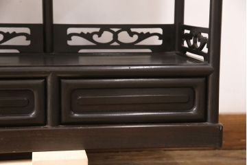 和製アンティーク　時代物　高級品!蒔絵と螺鈿細工が雅やかで高級感が漂う唐木飾り棚(茶棚、収納棚、違い棚)(R-052101)