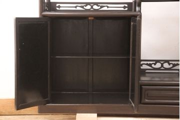 和製アンティーク　時代物　高級品!蒔絵と螺鈿細工が雅やかで高級感が漂う唐木飾り棚(茶棚、収納棚、違い棚)(R-052101)