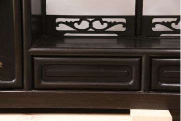 和製アンティーク　時代物　高級品!蒔絵と螺鈿細工が雅やかで高級感が漂う唐木飾り棚(茶棚、収納棚、違い棚)(R-052101)