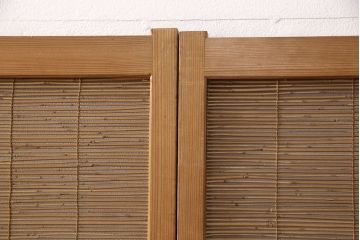 和製アンティーク　千鳥と雲のモチーフがアクセントになる御簾戸4枚セット(建具、簾戸、簀戸、葭戸、夏障子、すど、葦戸)(R-052102)