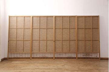 和製アンティーク　千鳥と雲のモチーフがアクセントになる御簾戸4枚セット(建具、簾戸、簀戸、葭戸、夏障子、すど、葦戸)(R-052102)