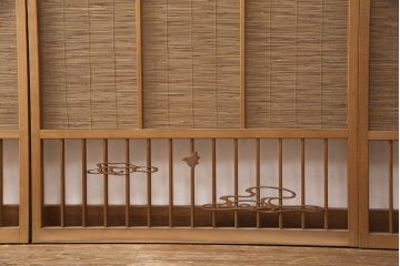 和製アンティーク　千鳥と雲のモチーフがアクセントになる御簾戸4枚セット(建具、簾戸、簀戸、葭戸、夏障子、すど、葦戸)(R-052102)
