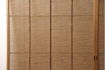 和製アンティーク　千鳥と雲のモチーフがアクセントになる幅広の御簾戸2枚セット(建具、簾戸、簀戸、葭戸、夏障子、すど、葦戸)(R-052103)