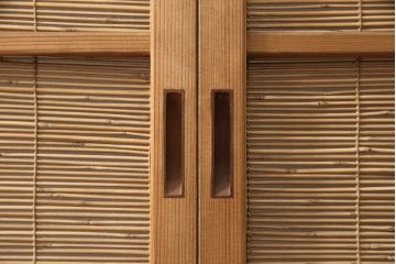 和製アンティーク　千鳥と雲のモチーフがアクセントになる幅広の御簾戸2枚セット(建具、簾戸、簀戸、葭戸、夏障子、すど、葦戸)(R-052103)