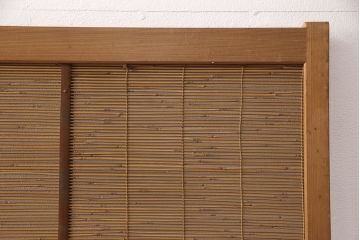 和製アンティーク　千鳥と雲のモチーフがアクセントになる幅広の御簾戸2枚セット(建具、簾戸、簀戸、葭戸、夏障子、すど、葦戸)(R-052103)