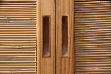 和製アンティーク　千鳥と雲のモチーフがアクセントになる幅広の御簾戸2枚セット(建具、簾戸、簀戸、葭戸、夏障子、すど、葦戸)(R-052103)