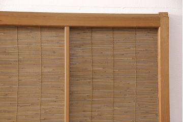 和製アンティーク　千鳥と雲のモチーフがアクセントになる幅広の御簾戸2枚セット(建具、簾戸、簀戸、葭戸、夏障子、すど、葦戸)(R-052103)