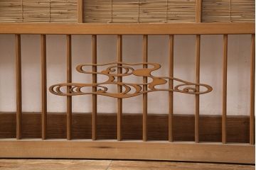 和製アンティーク　千鳥と雲のモチーフがアクセントになる幅広の御簾戸2枚セット(建具、簾戸、簀戸、葭戸、夏障子、すど、葦戸)(R-052103)