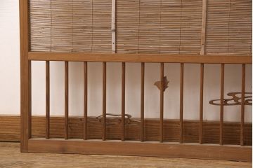 和製アンティーク　千鳥と雲のモチーフがアクセントになる幅広の御簾戸2枚セット(建具、簾戸、簀戸、葭戸、夏障子、すど、葦戸)(R-052104)