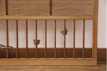 和製アンティーク　千鳥と雲のモチーフがアクセントになる幅広の御簾戸2枚セット(建具、簾戸、簀戸、葭戸、夏障子、すど、葦戸)(R-052104)