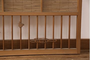 和製アンティーク　千鳥と雲のモチーフがアクセントになる幅広の御簾戸2枚セット(建具、簾戸、簀戸、葭戸、夏障子、すど、葦戸)(R-052104)