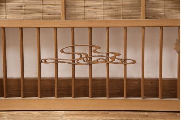 和製アンティーク　千鳥と雲のモチーフがアクセントになる幅広の御簾戸2枚セット(建具、簾戸、簀戸、葭戸、夏障子、すど、葦戸)(R-052104)
