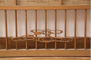 和製アンティーク　千鳥と雲のモチーフがアクセントになる幅広の御簾戸2枚セット(建具、簾戸、簀戸、葭戸、夏障子、すど、葦戸)(R-052104)
