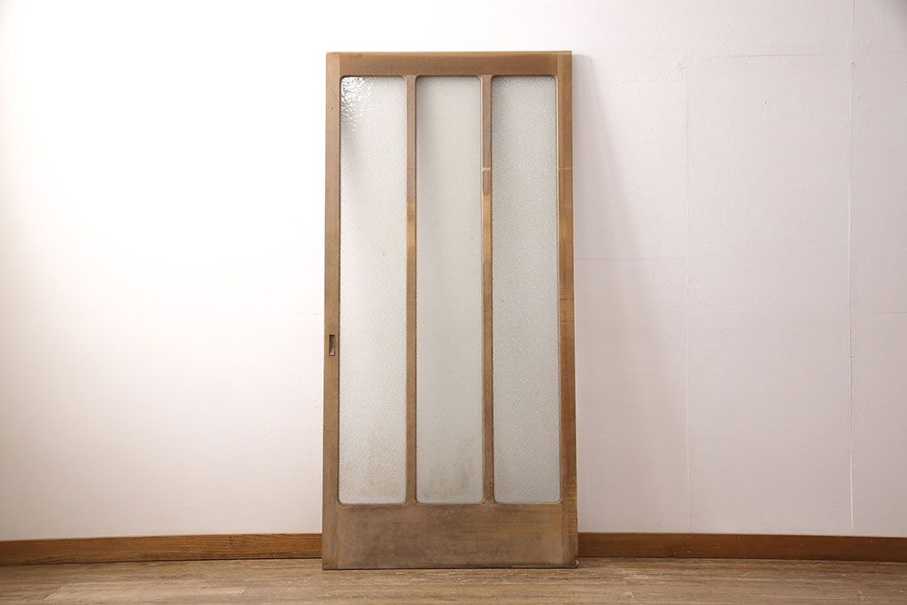 和製アンティーク ダイヤガラスがレトロな雰囲気たっぷりのガラス戸(建具、引き戸)(R-052105)