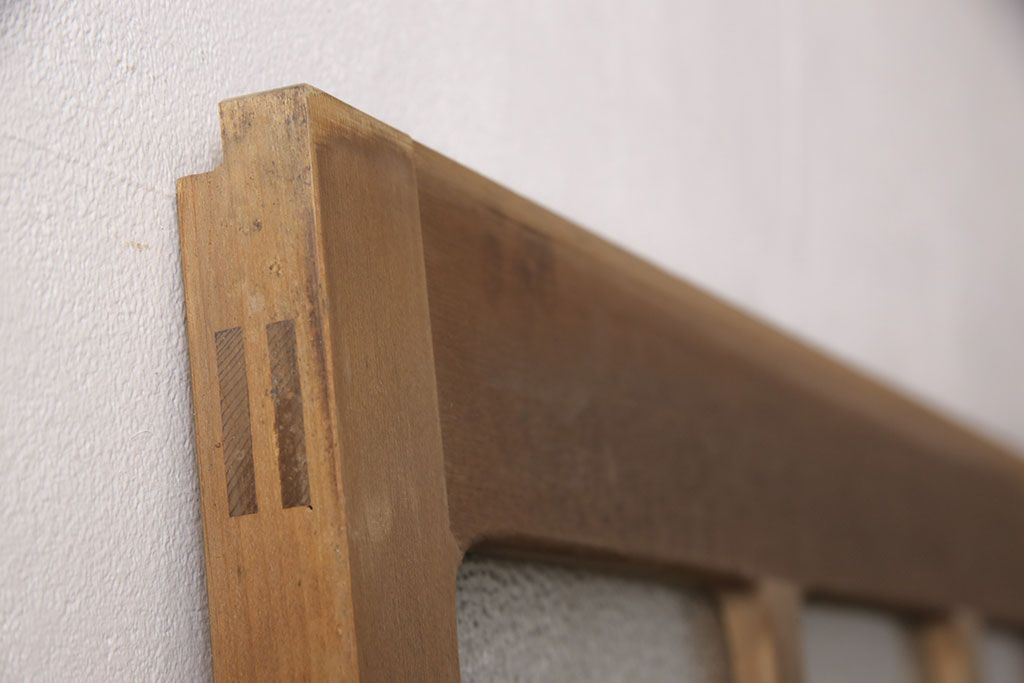 和製アンティーク ダイヤガラスがレトロな雰囲気たっぷりのガラス戸(建具、引き戸)(R-052105)