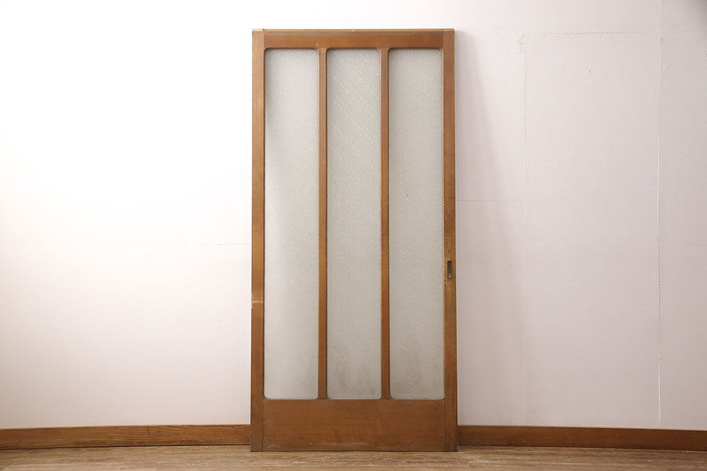 和製アンティーク ダイヤガラスがレトロな雰囲気たっぷりのガラス戸(建具、引き戸)(R-052105)