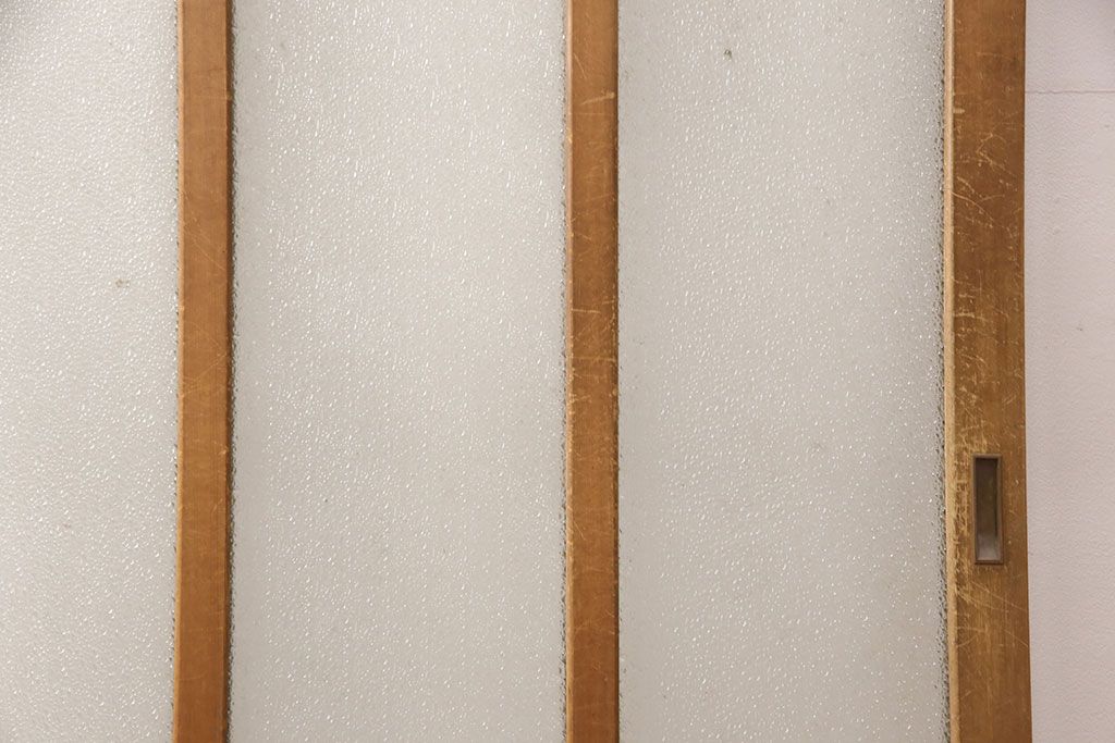 和製アンティーク ダイヤガラスがレトロな雰囲気たっぷりのガラス戸(建具、引き戸)(R-052105)