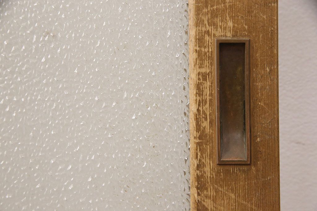 和製アンティーク ダイヤガラスがレトロな雰囲気たっぷりのガラス戸(建具、引き戸)(R-052105)