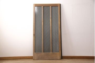 和製アンティーク　ダイヤガラスがレトロな雰囲気たっぷりのガラス戸(建具、引き戸)(R-052105)