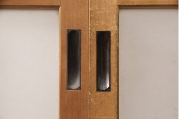 和製アンティーク　腰板杉材　こだわりの空間づくりにおすすめ!凝ったつくりのガラス戸2枚セット(建具、引き戸)(R-052106)