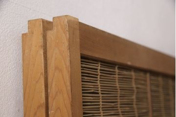 和製アンティーク　千鳥と雲のモチーフがアクセントになる幅広の御簾戸2枚セット(建具、簾戸、簀戸、葭戸、夏障子、すど、葦戸)(R-052107)
