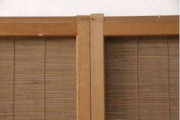 和製アンティーク　千鳥と雲のモチーフがアクセントになる幅広の御簾戸2枚セット(建具、簾戸、簀戸、葭戸、夏障子、すど、葦戸)(R-052107)