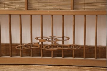 和製アンティーク　千鳥と雲のモチーフがアクセントになる幅広の御簾戸2枚セット(建具、簾戸、簀戸、葭戸、夏障子、すど、葦戸)(R-052107)
