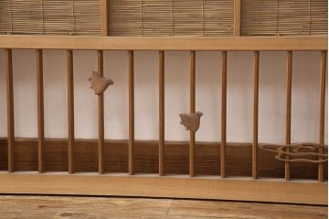 和製アンティーク　千鳥と雲のモチーフがアクセントになる幅広の御簾戸2枚セット(建具、簾戸、簀戸、葭戸、夏障子、すど、葦戸)(R-052107)