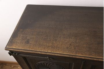 最高級品!!　和製ビンテージ　神戸洋家具　緻密な彫りの意匠が見事なオーク材製チェスト(引き出し、洋服箪笥、衣装箪笥、整理タンス、着物箪笥、ヴィンテージ)(R-052117)