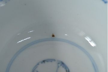 江戸期　古伊万里　染付微塵唐草　蓋茶碗3客セット(和食器)(R-052124)