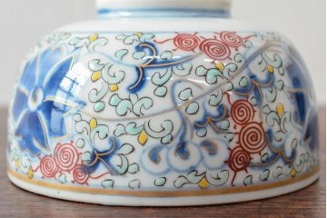 大清光緒年製　色絵染付蓋茶碗2客セット(伊万里、中国?)(R-052125)