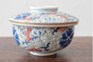 大清光緒年製　色絵染付蓋茶碗2客セット(伊万里、中国?)(R-052125)
