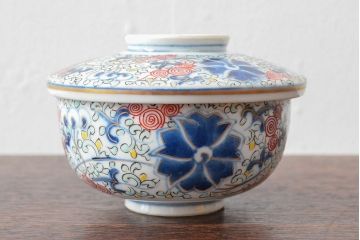 大清光緒年製　色絵染付蓋茶碗2客セット(伊万里、中国?)(R-052125)