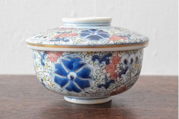 大清光緒年製　色絵染付蓋茶碗2客セット(伊万里、中国?)(R-052125)