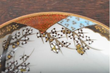 明治〜大正　九谷焼　花鳥図　色絵　小皿7枚セット(和食器)(R-052126)