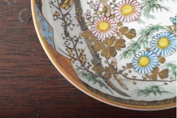 明治〜大正　九谷焼　花鳥図　色絵　小皿7枚セット(和食器)(R-052126)