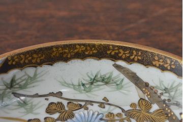 明治〜大正　九谷焼　花鳥図　色絵　小皿5枚セット(和食器)(R-052127)