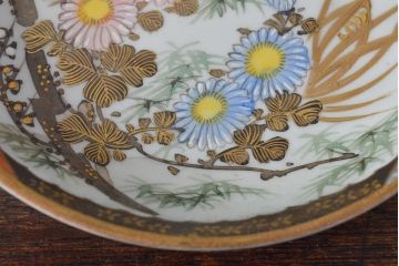 明治〜大正　九谷焼　花鳥図　色絵　小皿5枚セット(和食器)(R-052127)