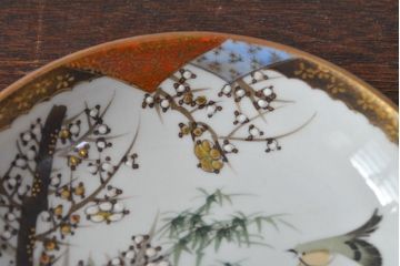 明治〜大正　九谷焼　花鳥図　色絵　小皿5枚セット(和食器)(R-052128)