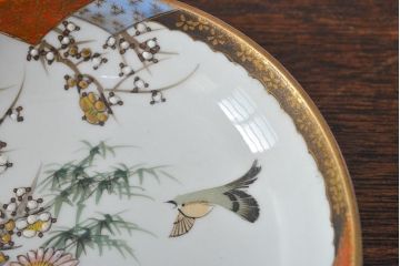 明治〜大正　九谷焼　花鳥図　色絵　小皿5枚セット(和食器)(R-052128)